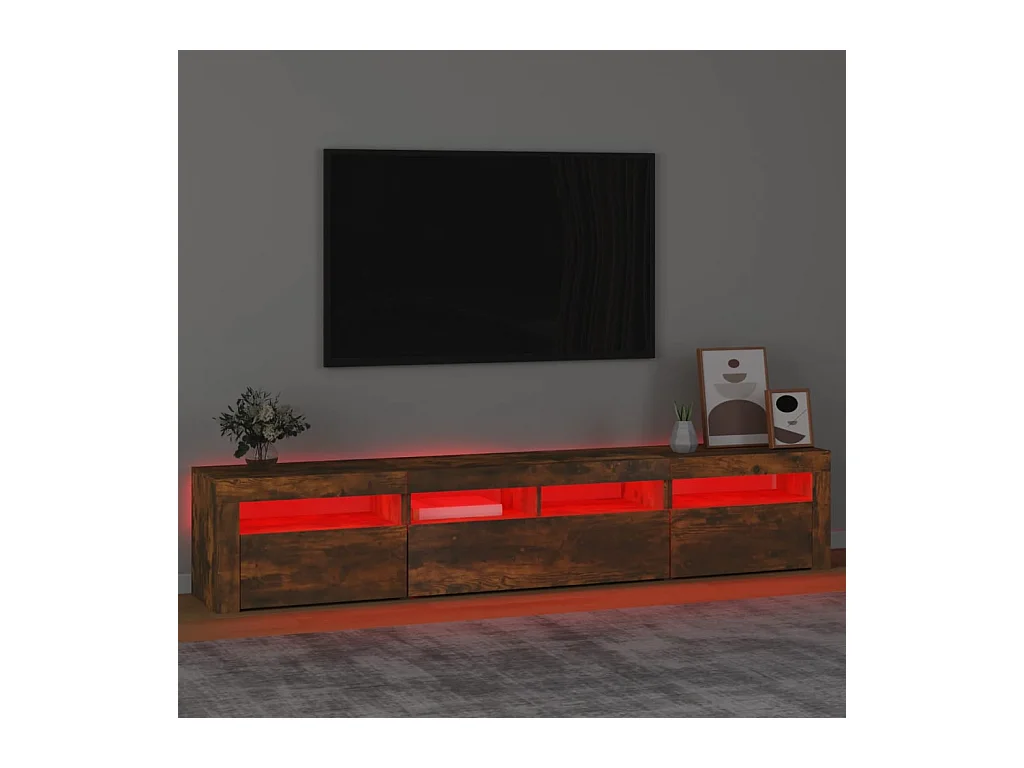 Tv-meubel met LED-verlichting 210x35x40 cm gerookt eikenkleurig