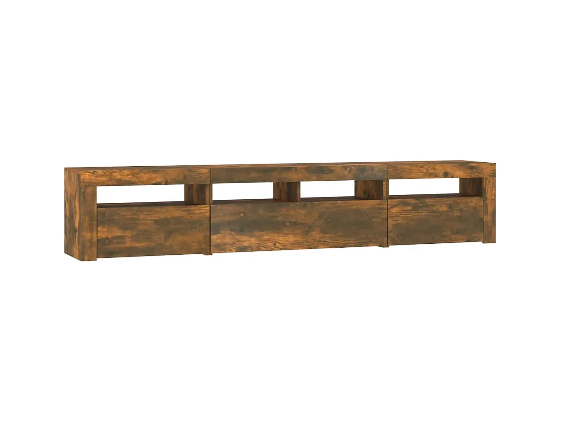 Tv-meubel met LED-verlichting 210x35x40 cm gerookt eikenkleurig