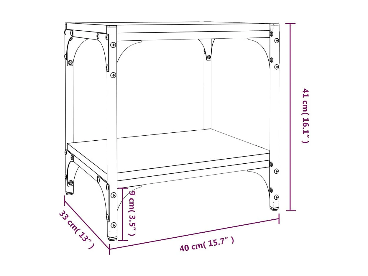 Mobile TV Rovere Fumo 40x33x41 cm Legno Multistrato e Acciaio
