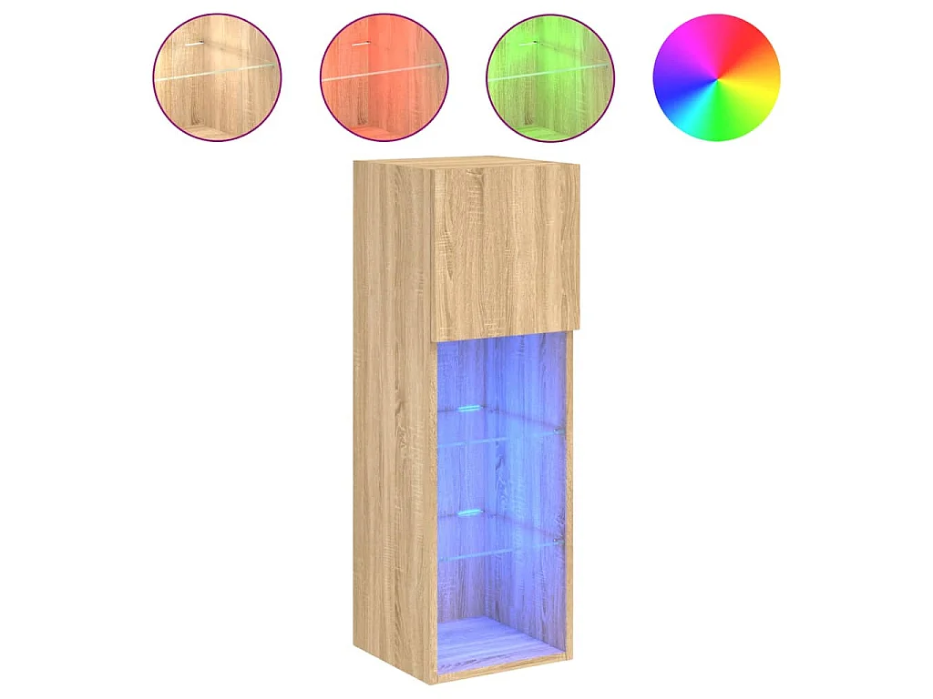 Tv-meubels met LED-verlichting 2 st 30,5x30x90 cm sonoma eiken
