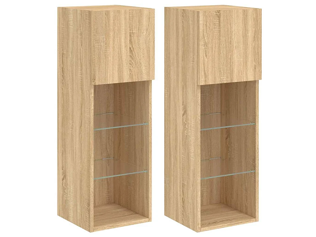 Tv-meubels met LED-verlichting 2 st 30,5x30x90 cm sonoma eiken