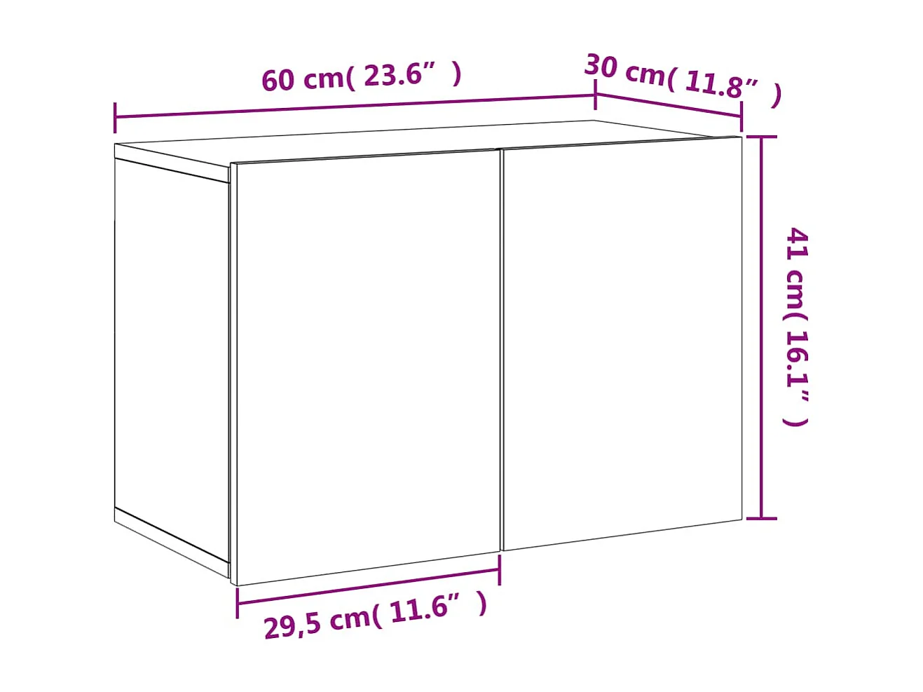 Meuble TV mural sonoma gris 60x30x41 cm