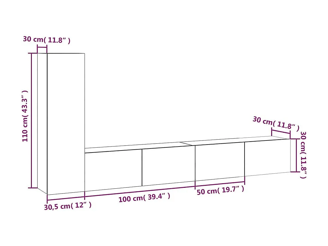 3-delige Tv-meubelset bewerkt hout zwart