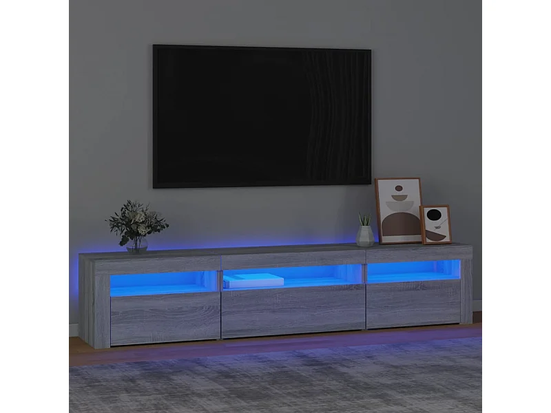Mueble de TV con luces LED gris sonoma 195x35x40 cm