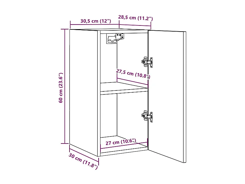 Meuble TV Blanc 30,5x30x60 cm Bois d’ingénierie