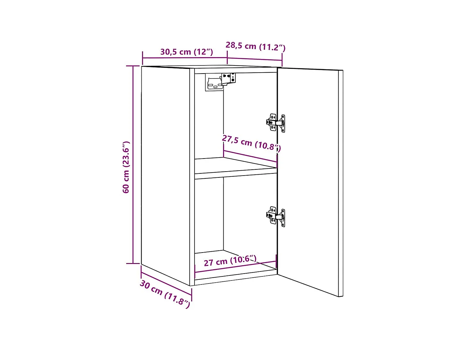 Meuble TV Blanc 30,5x30x60 cm Bois d’ingénierie
