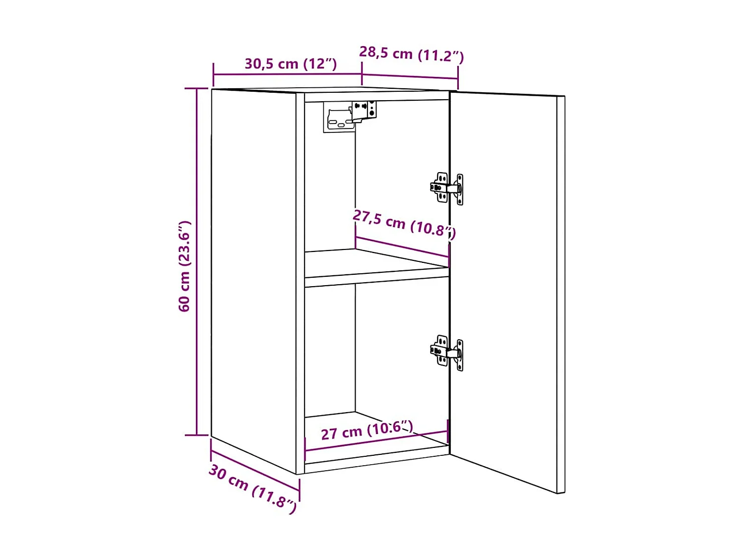 Meuble TV Blanc 30,5x30x60 cm Bois d’ingénierie