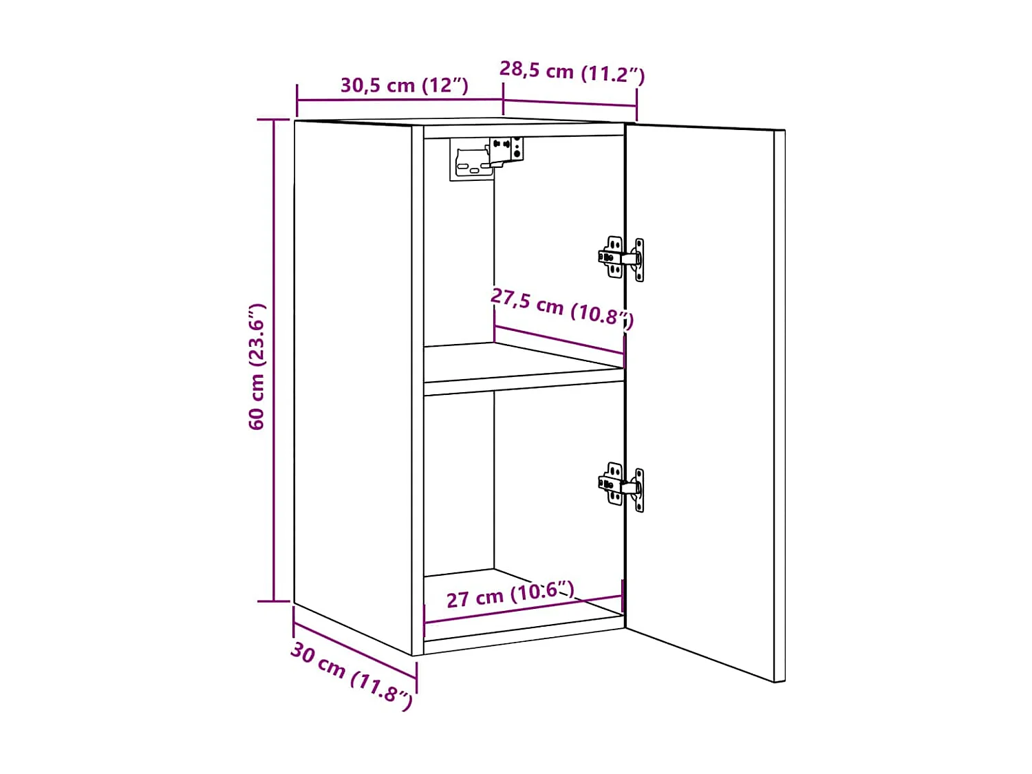 Meuble TV Blanc 30,5x30x60 cm Bois d’ingénierie