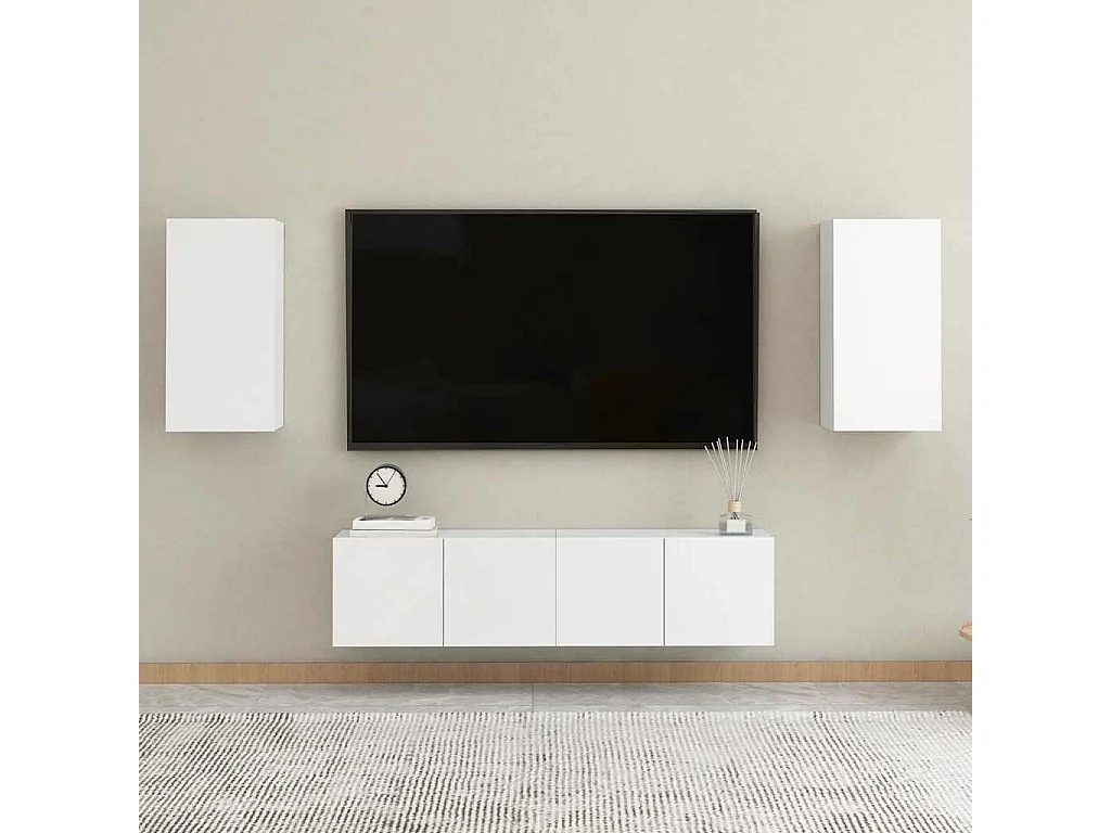 Meuble TV Blanc 30,5x30x60 cm Bois d’ingénierie