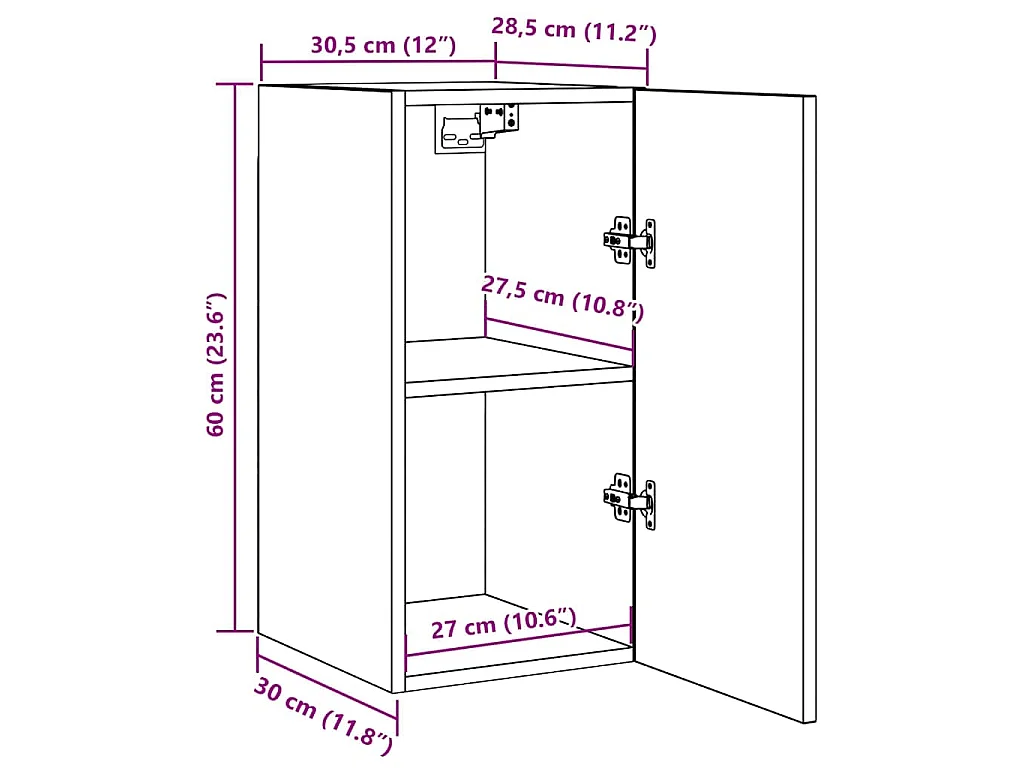 Meuble TV Blanc 30,5x30x60 cm Bois d’ingénierie