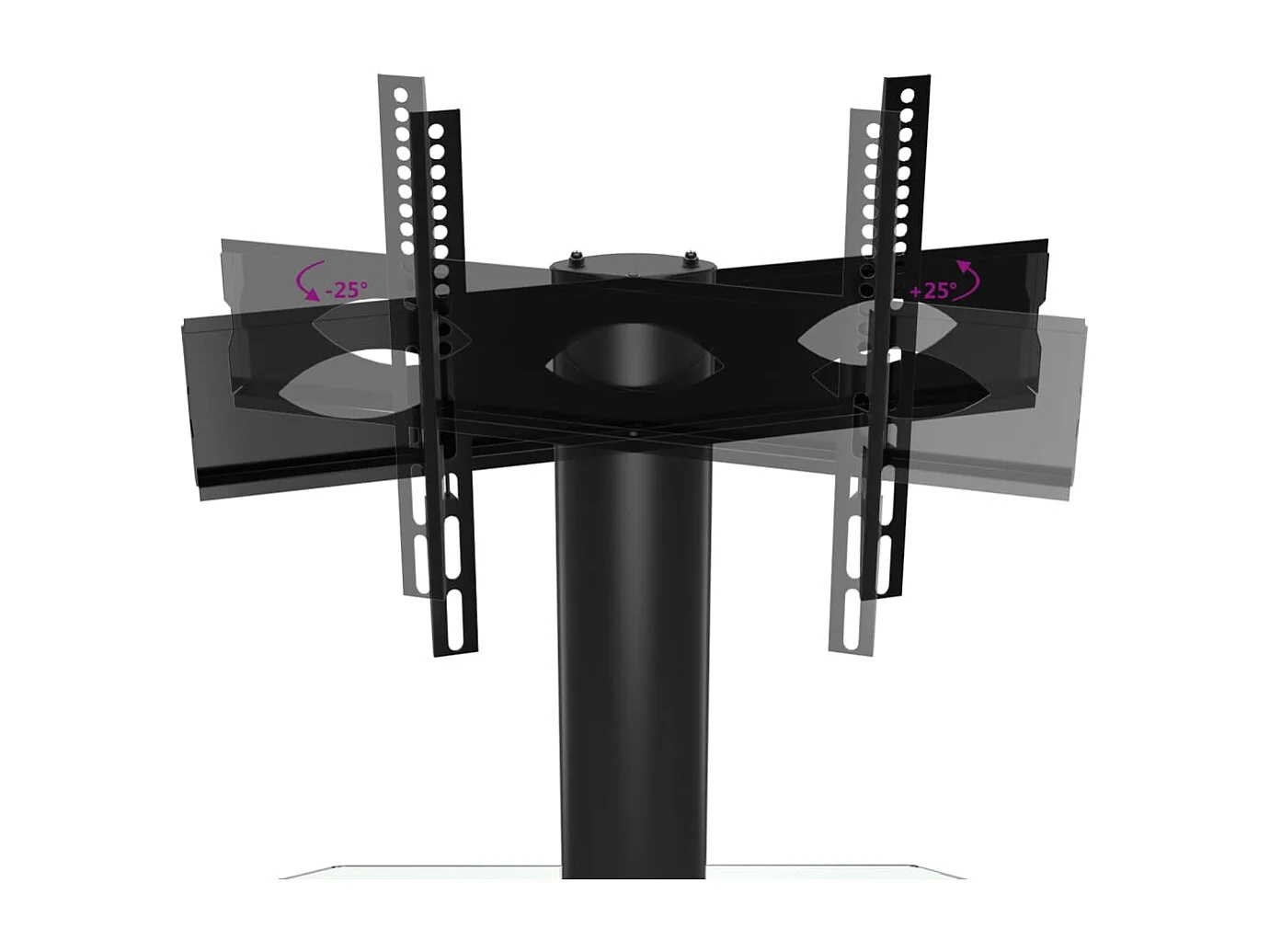 Meuble TV d'angle 3 niveaux pour 32-70 pouces noir et argenté