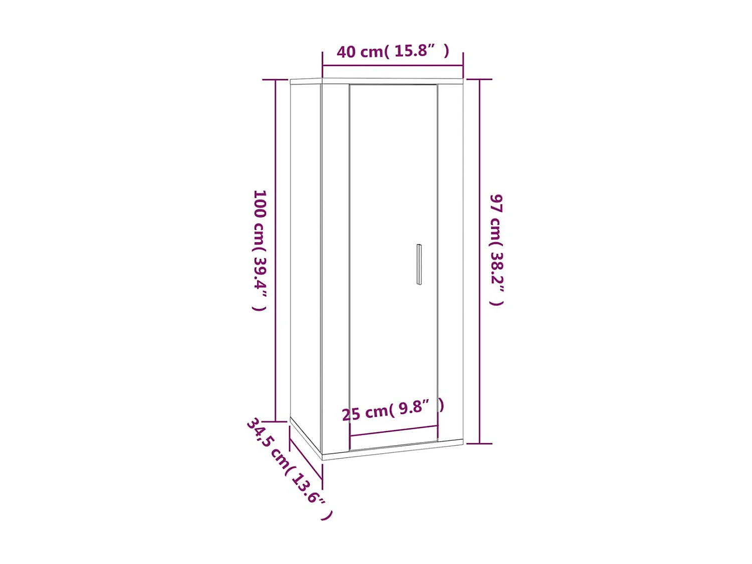 Meuble TV mural Chêne fumé 40x34,5x100 cm