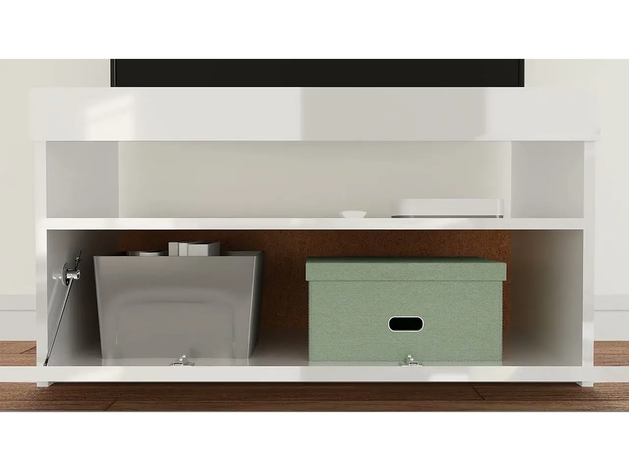 Meuble TV avec lumières LED Blanc brillant 75x35x40 cm