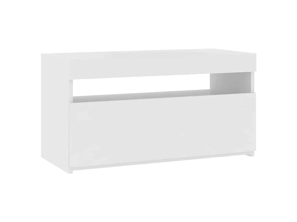 Mobile Porta TV con Luci LED Bianco Lucido 75x35x40 cm