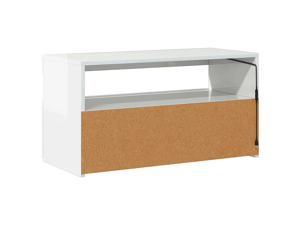 TV-Schrank mit LED-Leuchten Hochglanz-Weiß 75x35x40 cm