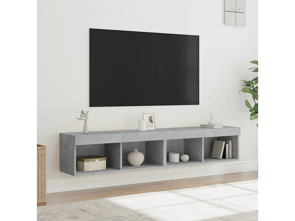 Mobili TV con Luci LED 2pz Grigio Cemento 80x30x30 cm