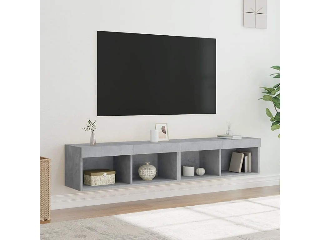 Mobili TV con Luci LED 2pz Grigio Cemento 80x30x30 cm