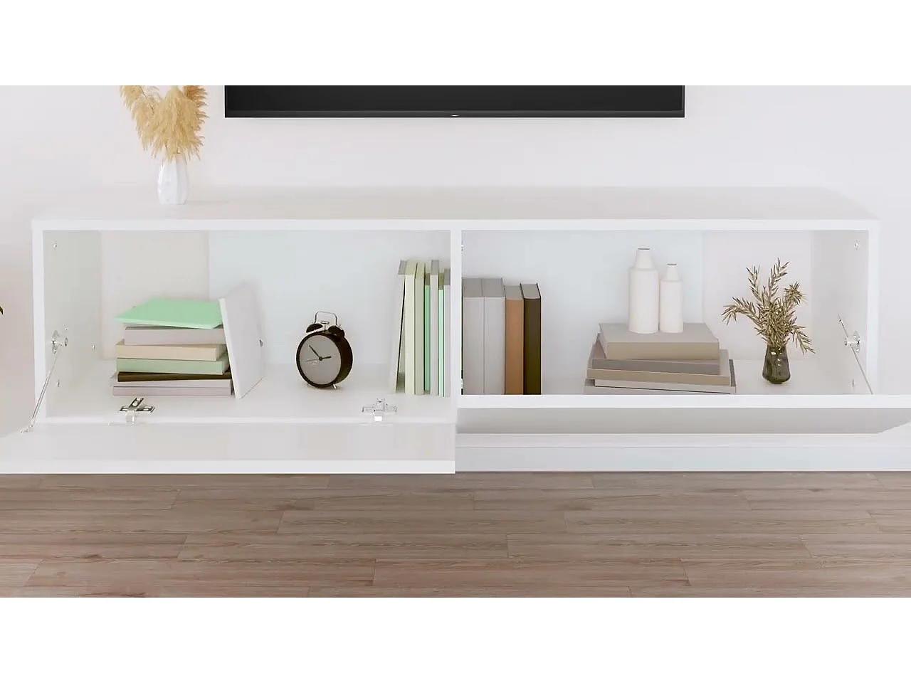 Meuble TV Blanc 120x30x30 cm Bois d’ingénierie