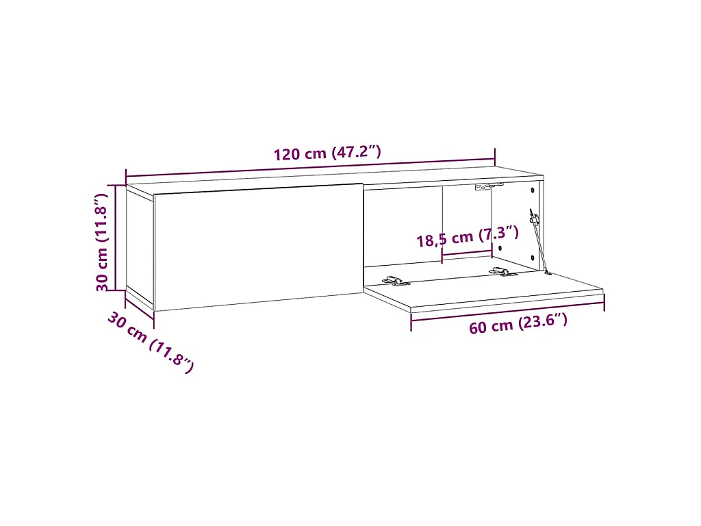 Mobile Porta TV Bianco 120x30x30 cm in Legno Multistrato