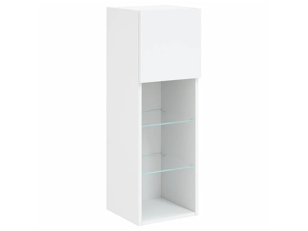 Unités murales TV avec LED 4 pcs blanc bois d'ingénierie