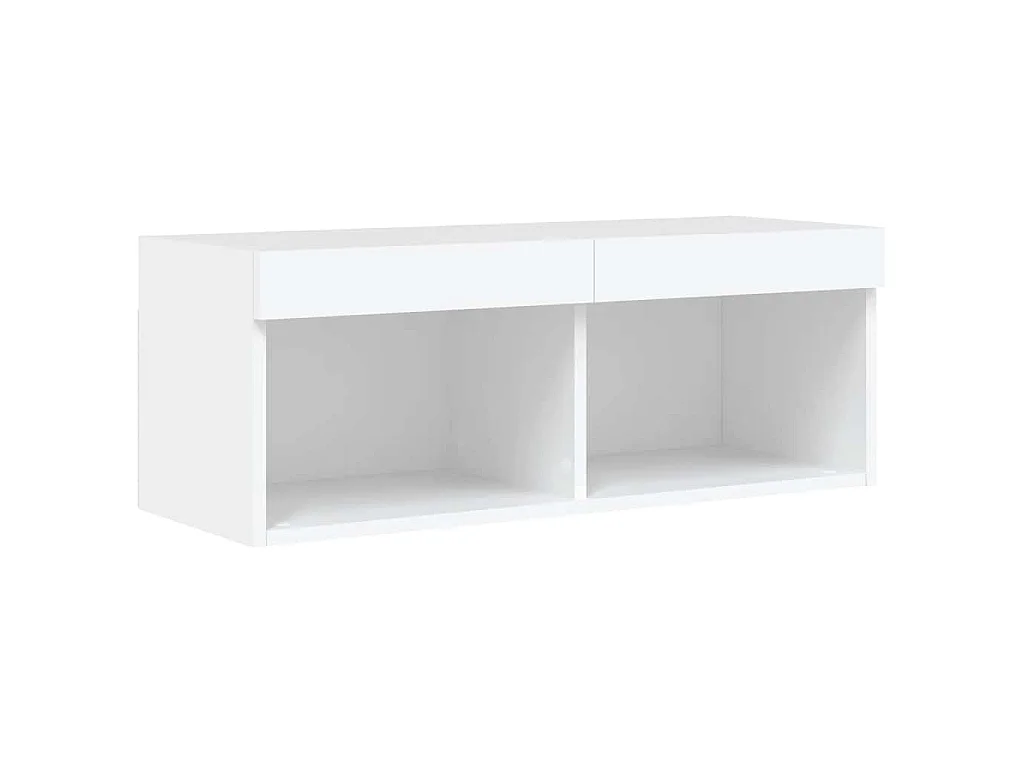 Unités murales TV avec LED 4 pcs blanc bois d'ingénierie
