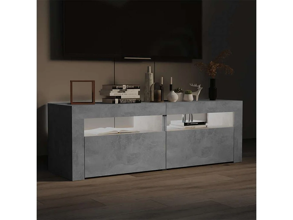 Tv-meubel met LED-verlichting 120x35x40 cm betongrijs