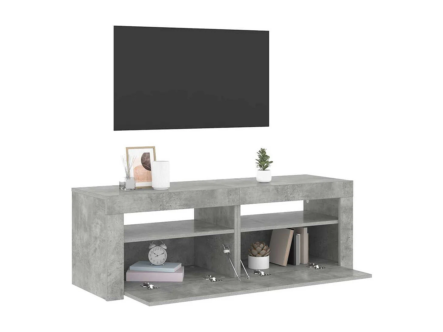 Tv-meubel met LED-verlichting 120x35x40 cm betongrijs
