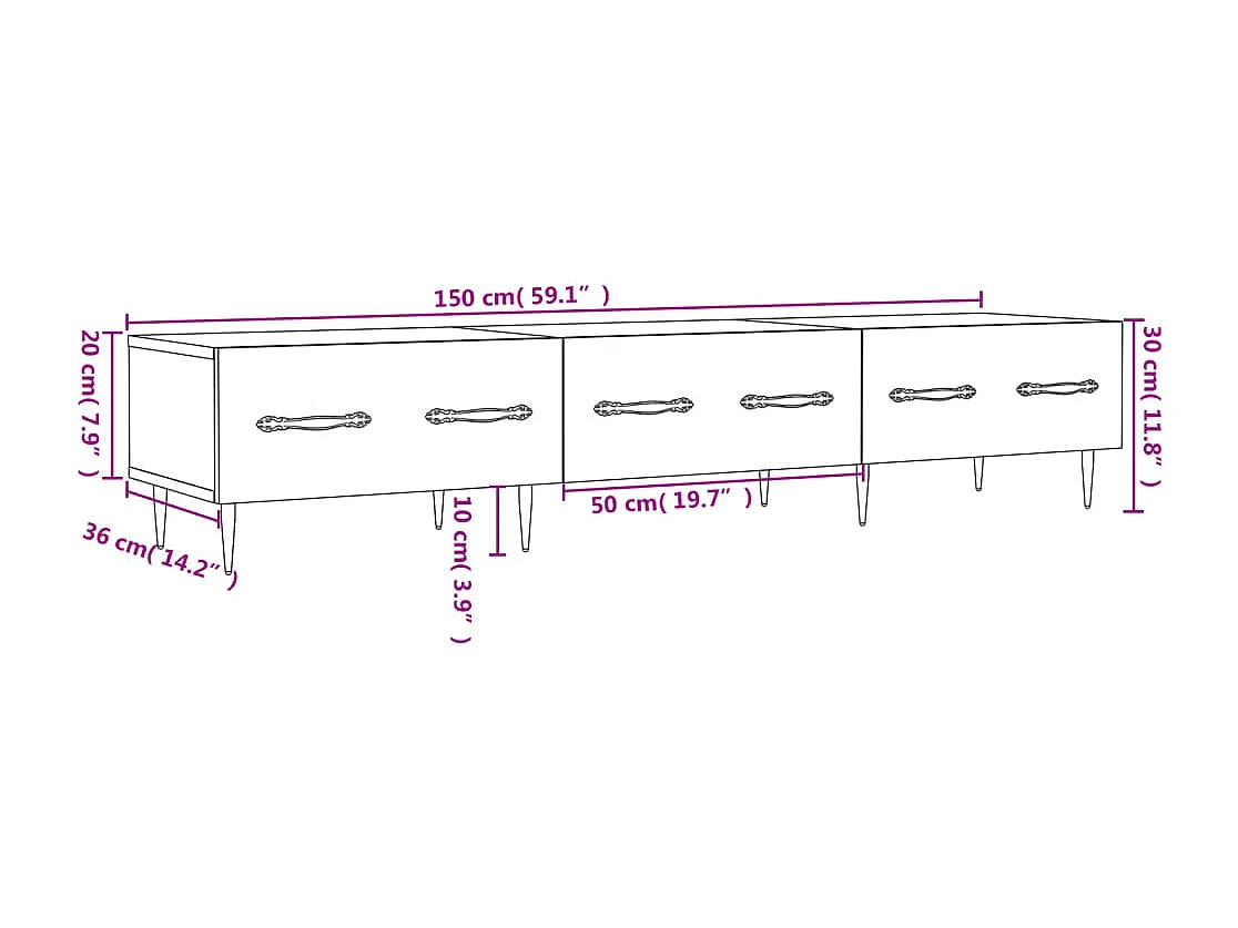 Mobile Porta TV Grigio Cemento 150x36x30 cm Legno Multistrato