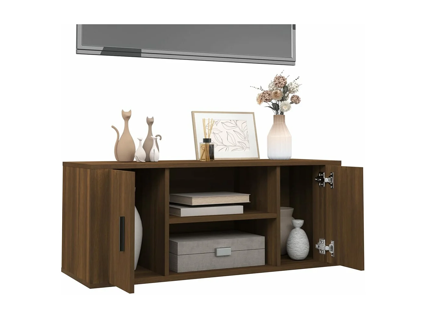 Móvel TV 100x35x40 cm madeira processada cor carvalho castanho