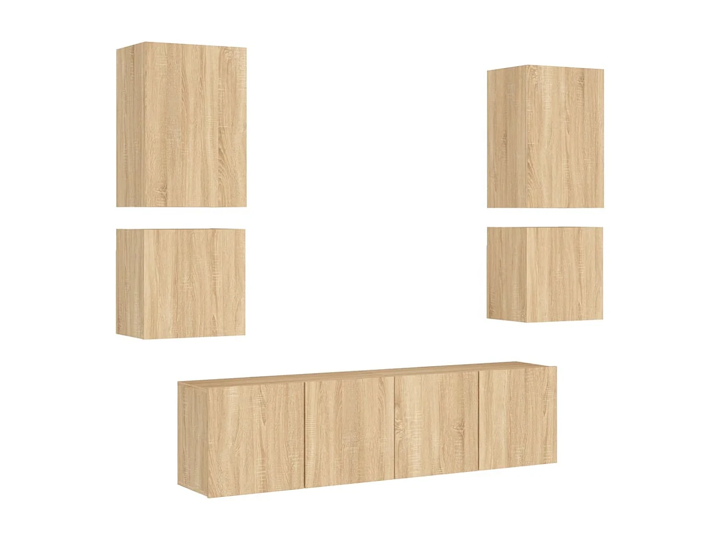 Mobili TV a Muro 6pz Rovere Sonoma in Legno Multistrato