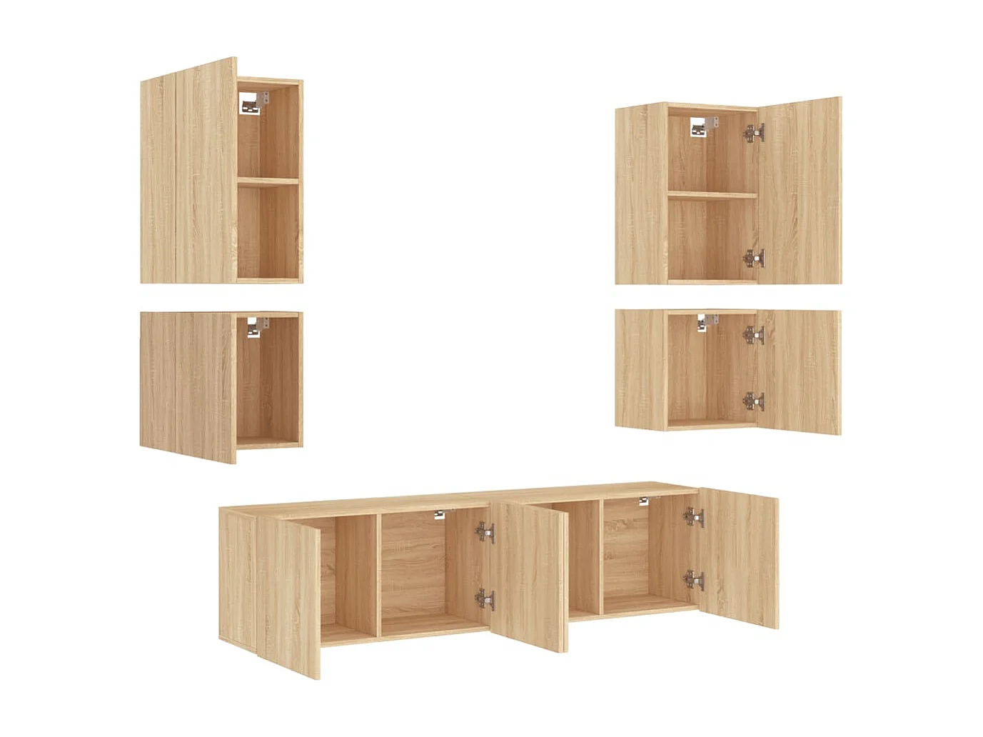 Mobili TV a Muro 6pz Rovere Sonoma in Legno Multistrato