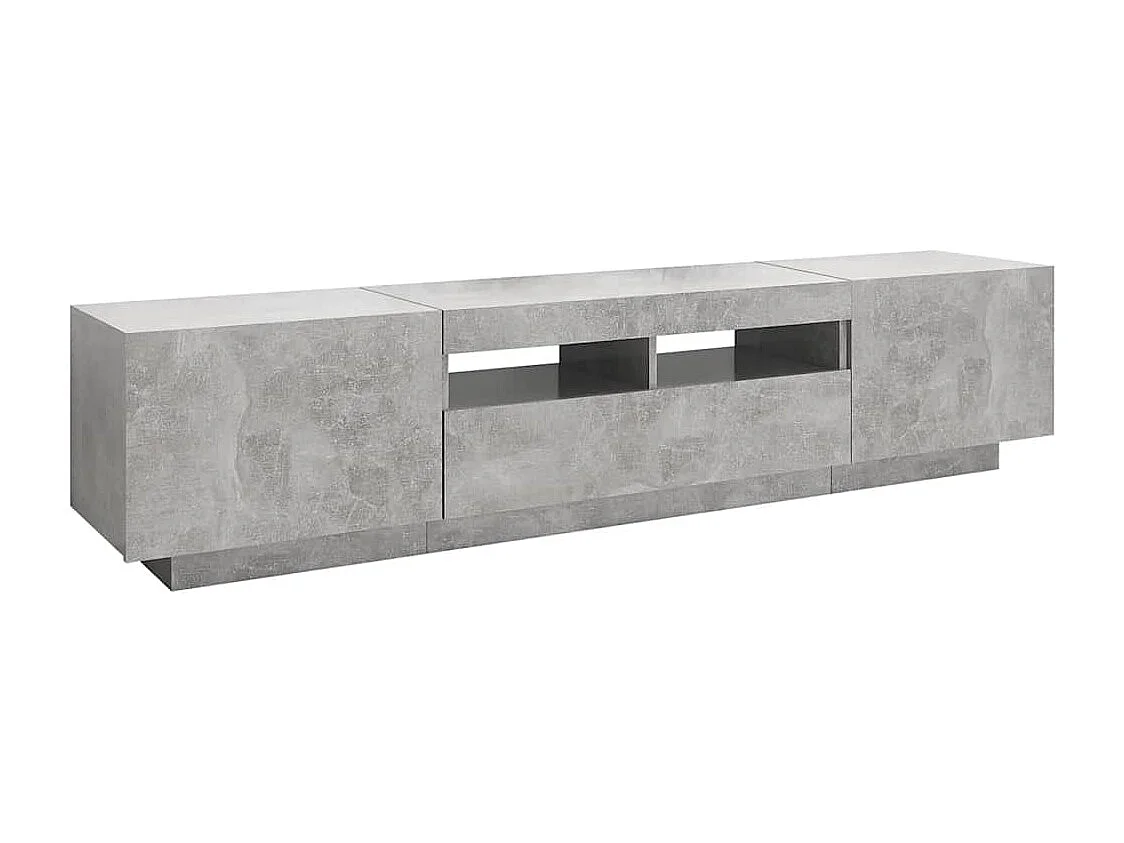 Meuble TV avec lumières LED Gris béton 180x35x40 cm
