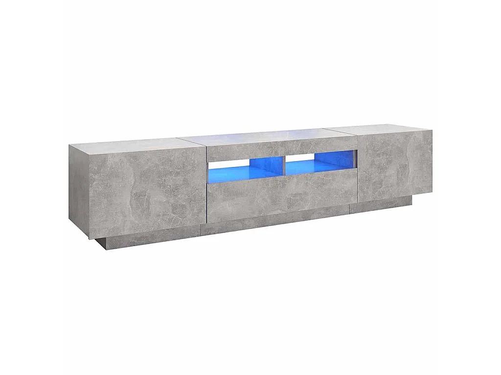 Meuble TV avec lumières LED Gris béton 180x35x40 cm