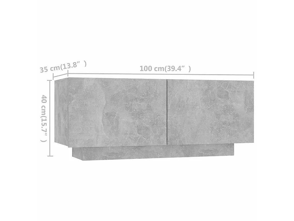 Meuble TV avec lumières LED Gris béton 180x35x40 cm