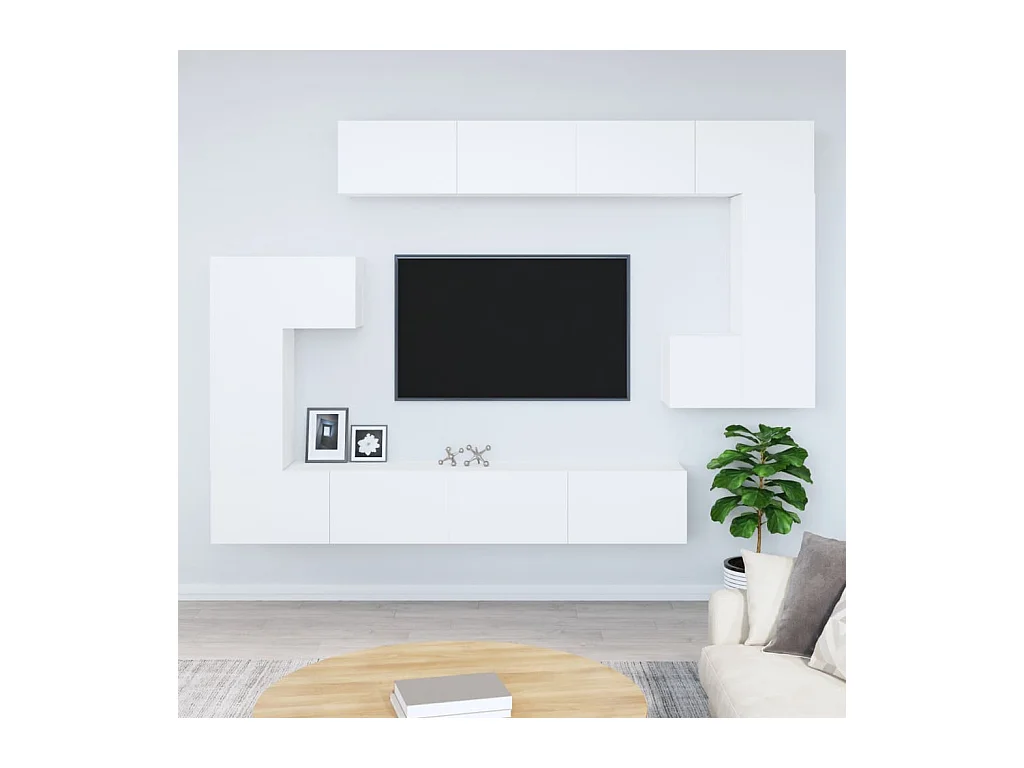 Meuble TV mural Blanc Bois d'ingénierie