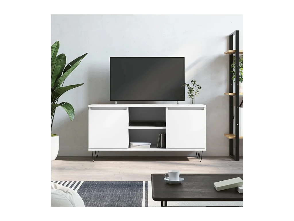 Meuble TV blanc 104x35x50 cm bois d'ingénierie