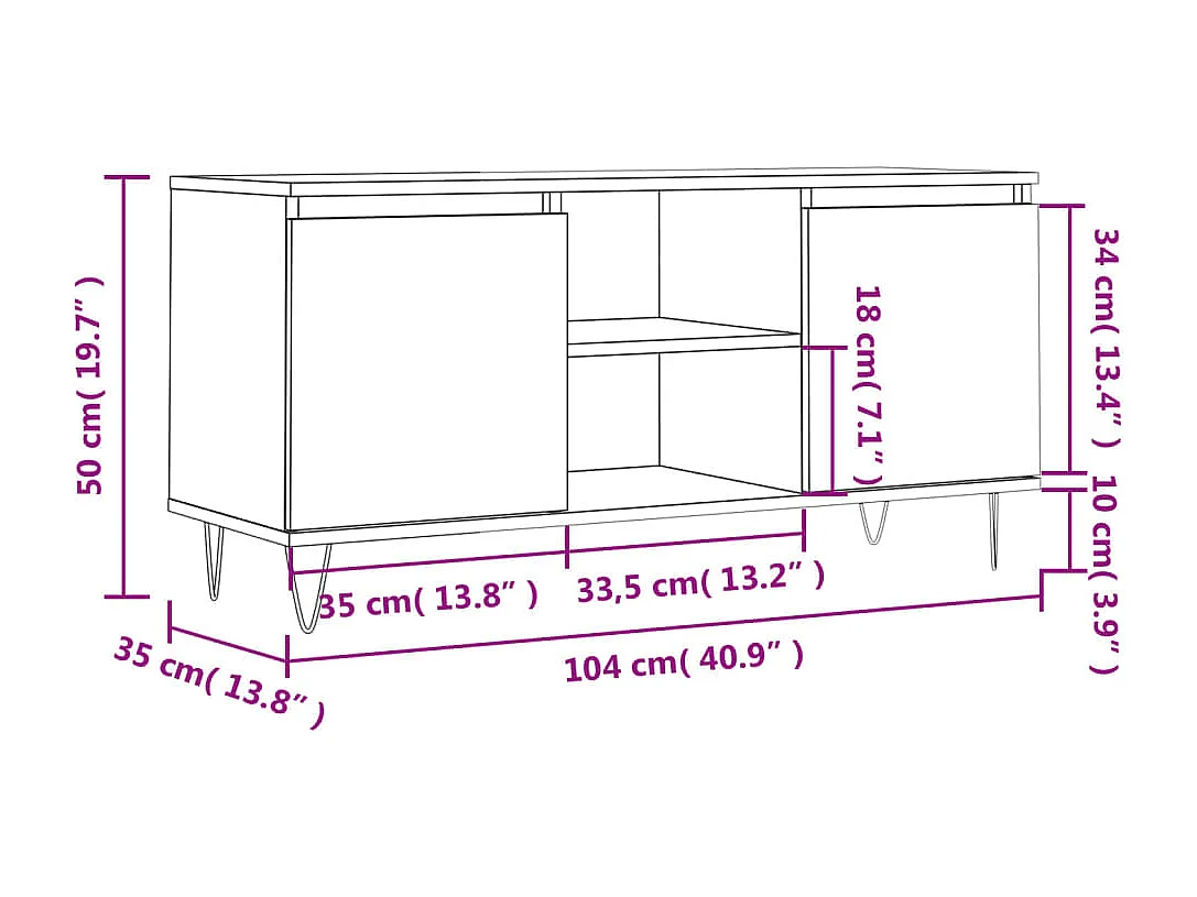 Móvel de TV 104x35x50 cm derivados de madeira branco