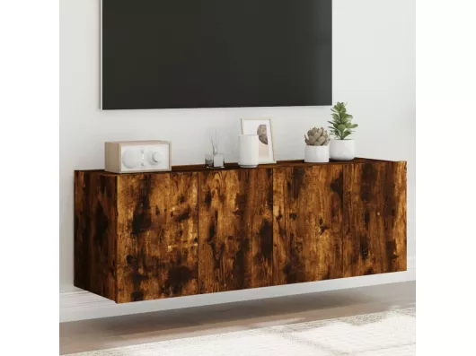 Kauf Unique TV-Wandschränke mit LED-Leuchten 2 Stk. Räuchereiche 60x35x41cm