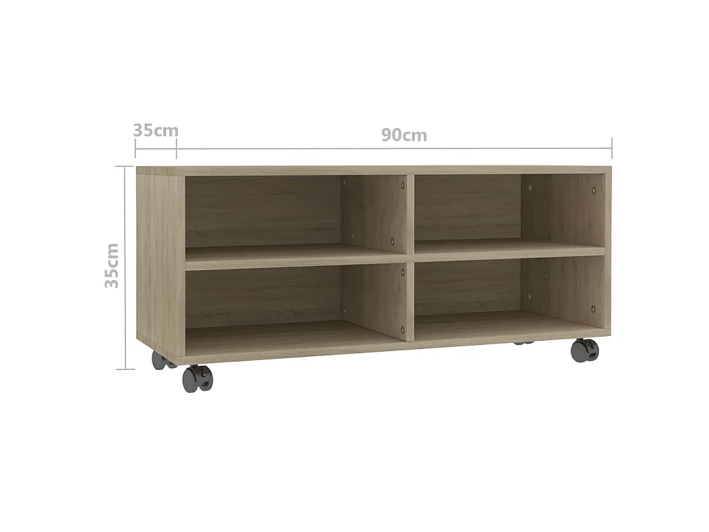 TV-Schrank mit Rollen Sonoma-Eiche 90x35x35 cm Holzwerkstoff