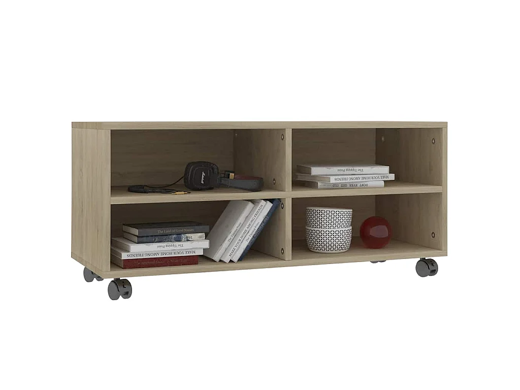 TV-Schrank mit Rollen Sonoma-Eiche 90x35x35 cm Holzwerkstoff