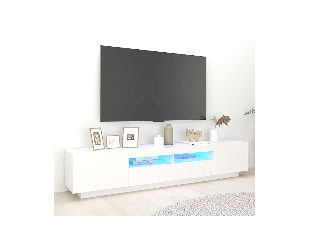 Mobile Porta TV con Luci LED Bianco 200x35x40 cm