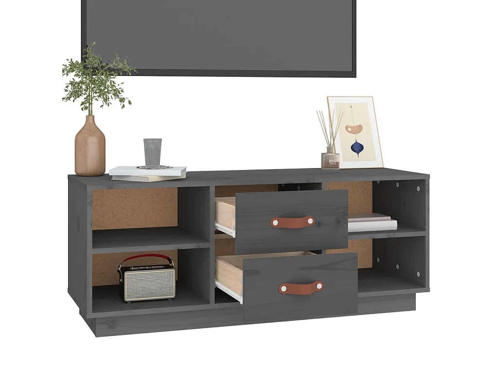 Tv-meubel 100x34x40 cm massief grenenhout grijs