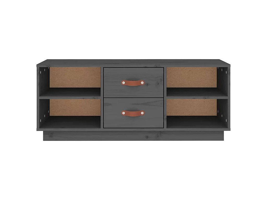 Mobile Porta TV Grigio 100x34x40 cm in Legno Massello di Pino