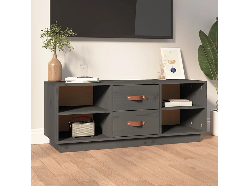 Móvel de TV 100x34x40 cm madeira de pinho maciça cinzento