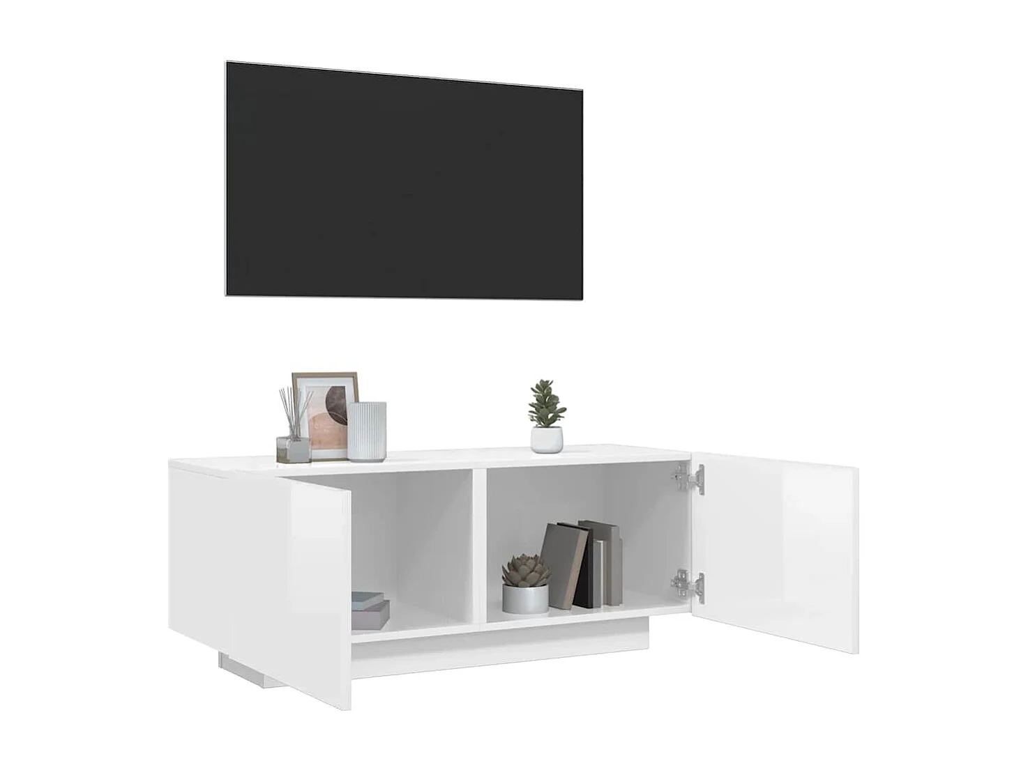 Tv-meubel 100x35x40 cm bewerkt hout hoogglans wit
