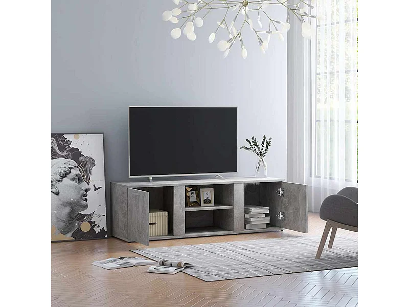 TV-Schrank Betongrau 120x34x37 cm Holzwerkstoff