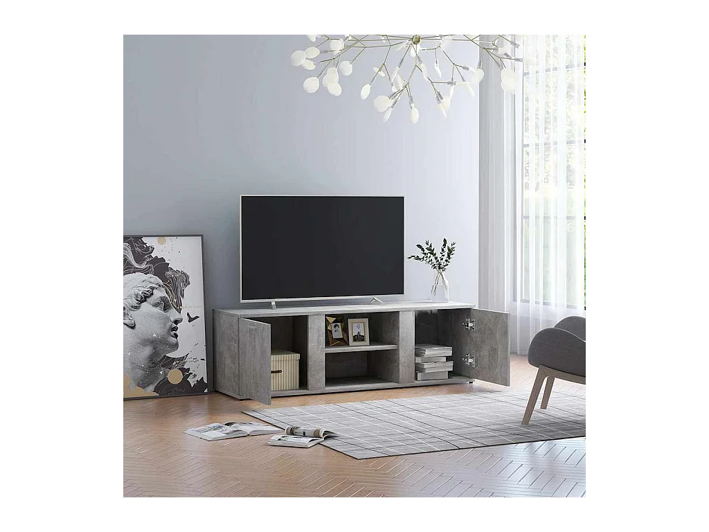 Meuble TV Gris béton 120x34x37 cm Bois d’ingénierie