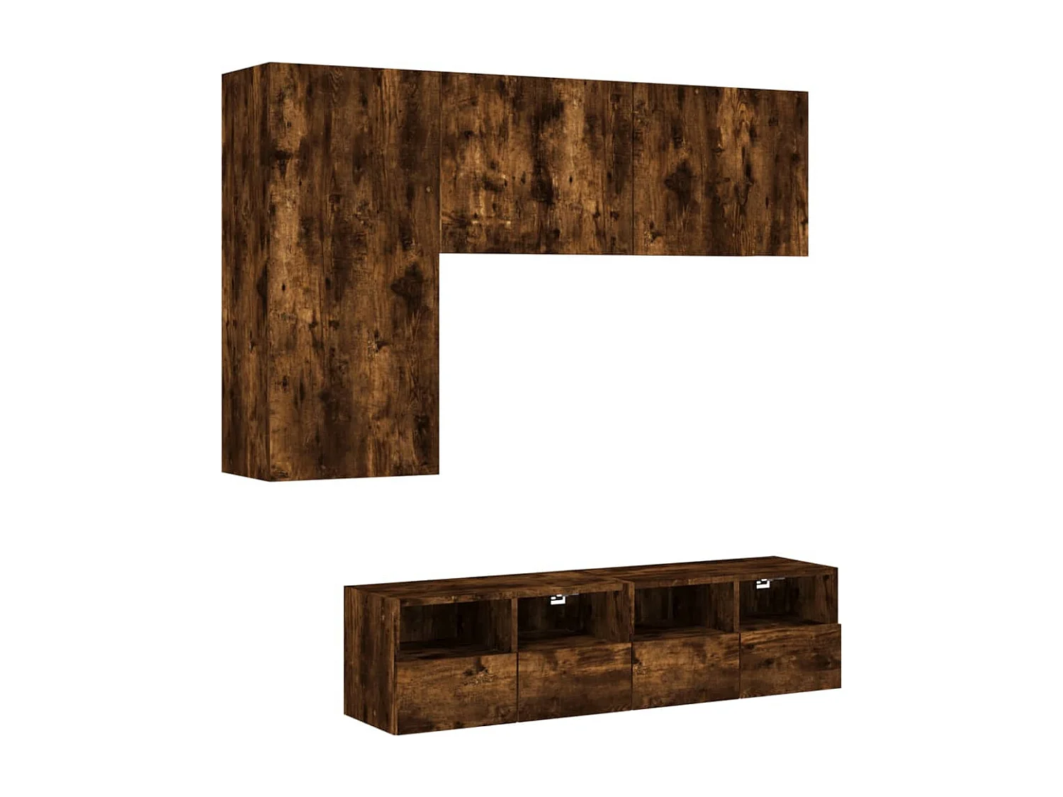 Unités murales TV 4 pcs chêne fumé bois d'ingénierie