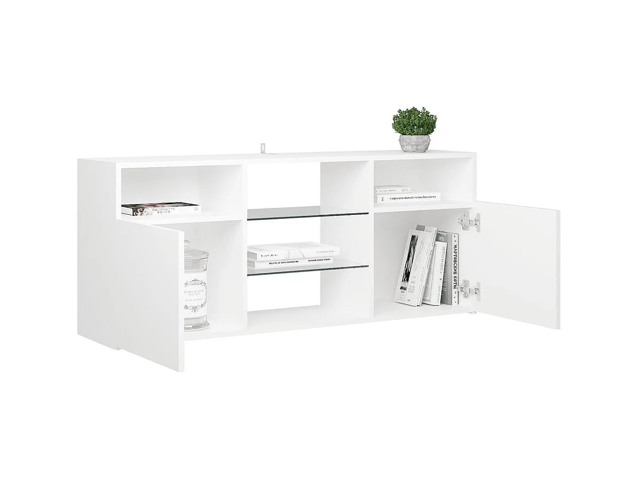 Meuble TV avec lumières LED blanc 120x30x50 cm