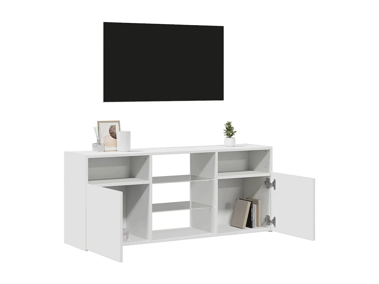 Meuble TV avec lumières LED blanc 120x30x50 cm